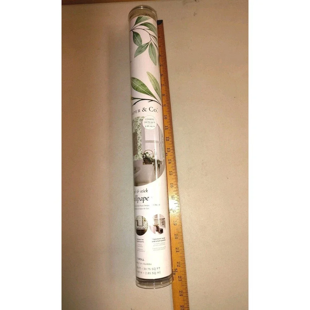 Tempaper & Co. Peel and Stick Wallpaper Farmhouse Botanical Natural Green 30.75